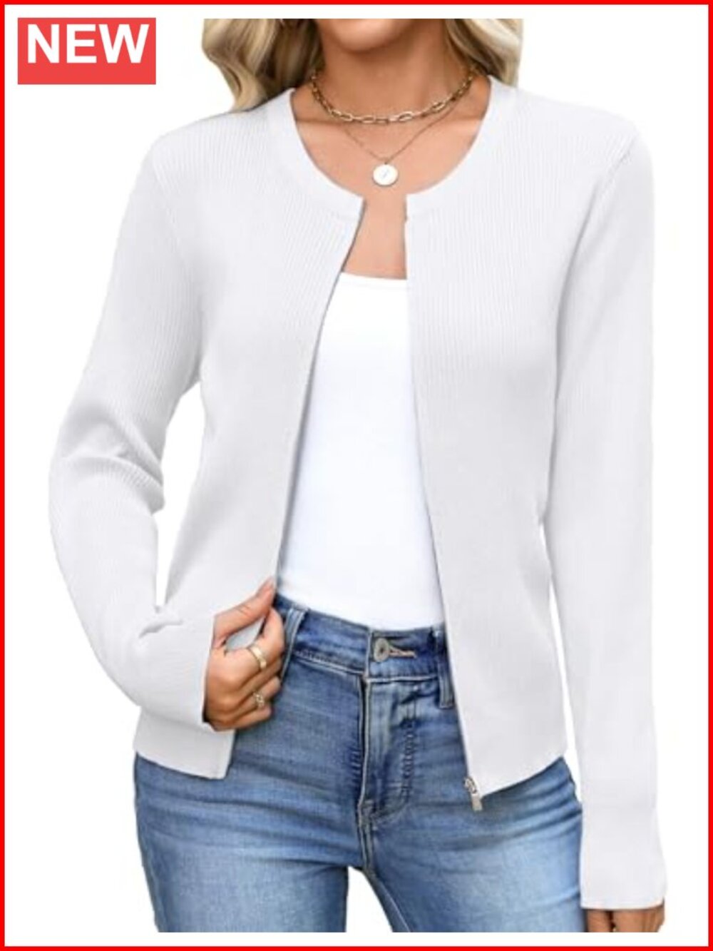 Lightweight Viscose Long Sleeve Zip Up Cardigan Sweater